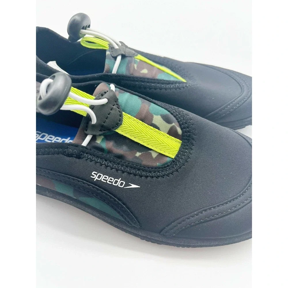 Speedo Black Green Camo Print Slip On Drawcord Water Shoes Size Small 13 / 1